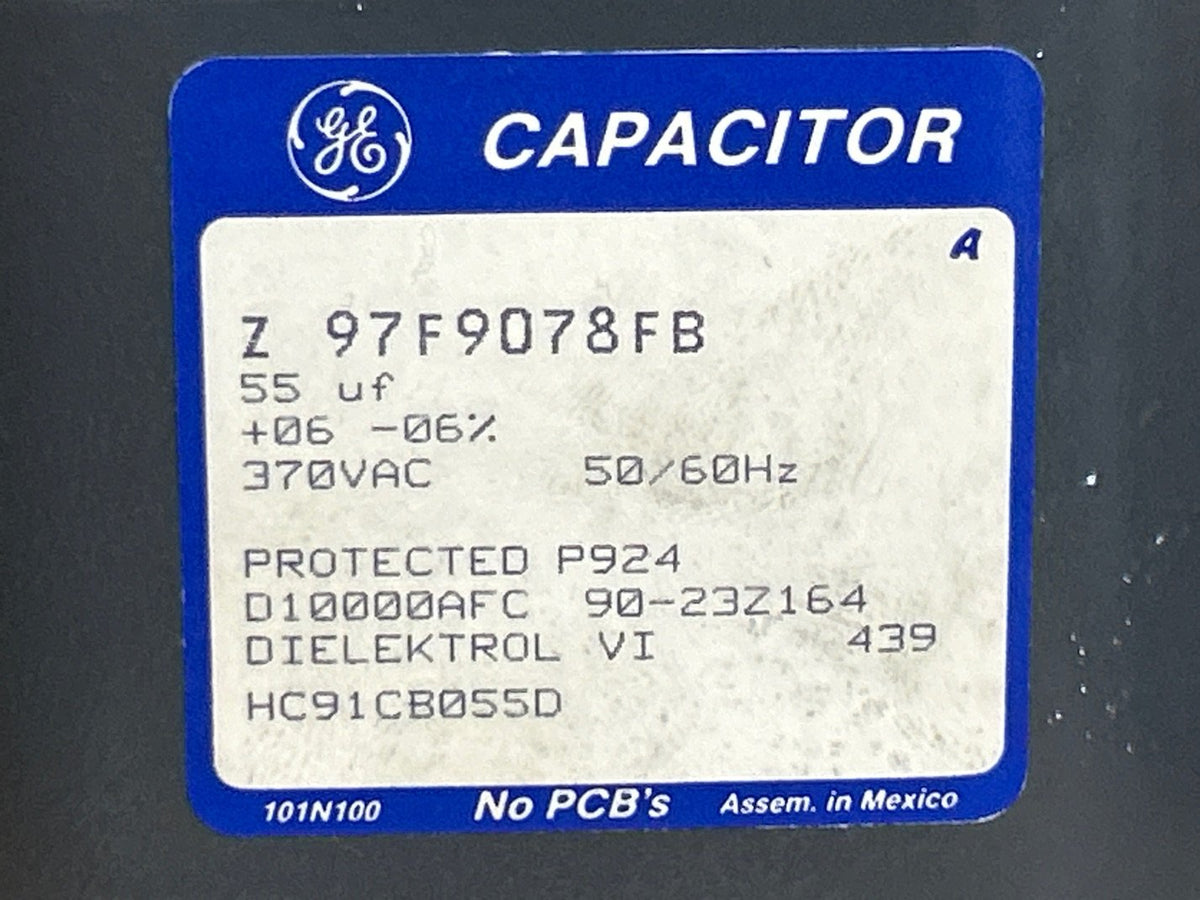 370 Vac, 55MFD 50/60 Hz, Oval Capacitor