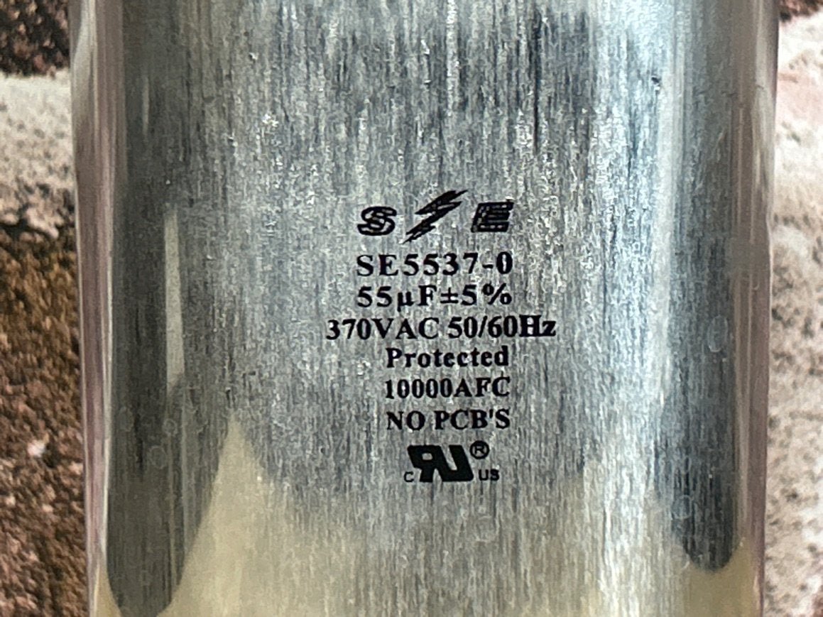 370 Vac, 55MFD 50/60 Hz, Oval Capacitor