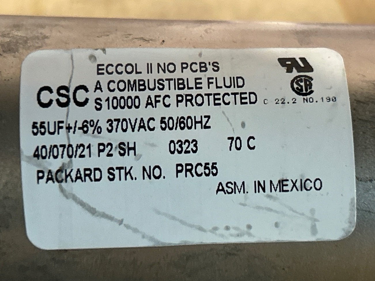 370 Vac, 55MFD 50/60 Hz, Round Capacitor