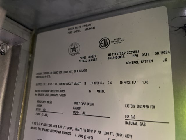 75,000 BTU Single-Stage Downflow ECM Multi Speed Gas Furnace 80% AFUE 115/60/1 CFM: 1752