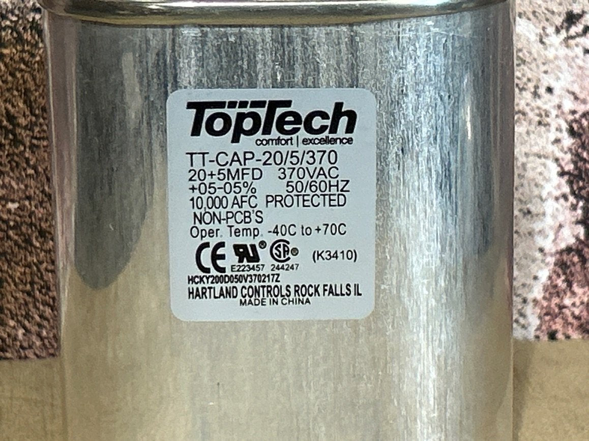 370 Vac, 20+5MFD 50/60 Hz, Oval Capacitor