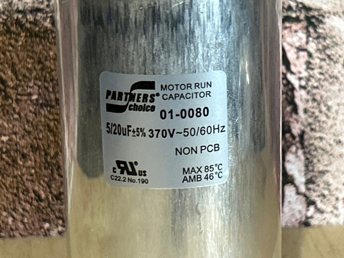 370 Vac, 20+5MFD 50/60 Hz, Round Capacitor