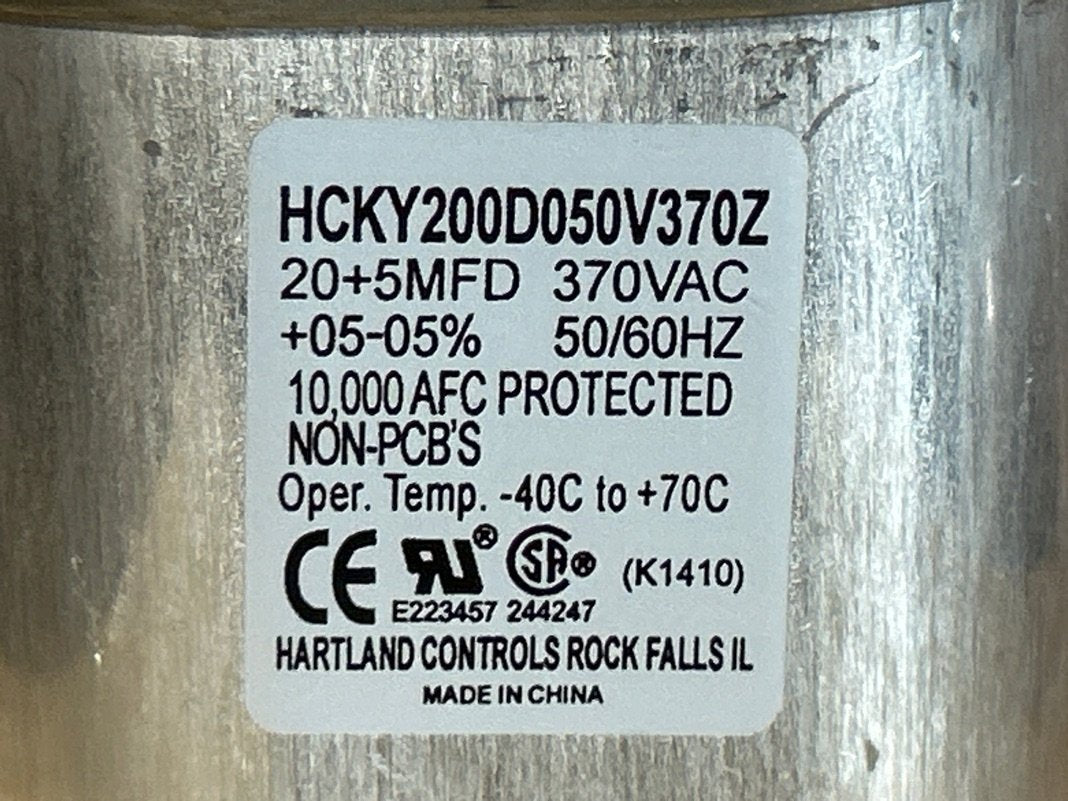 370 Vac, 20+5MFD 50/60 Hz, Oval Capacitor