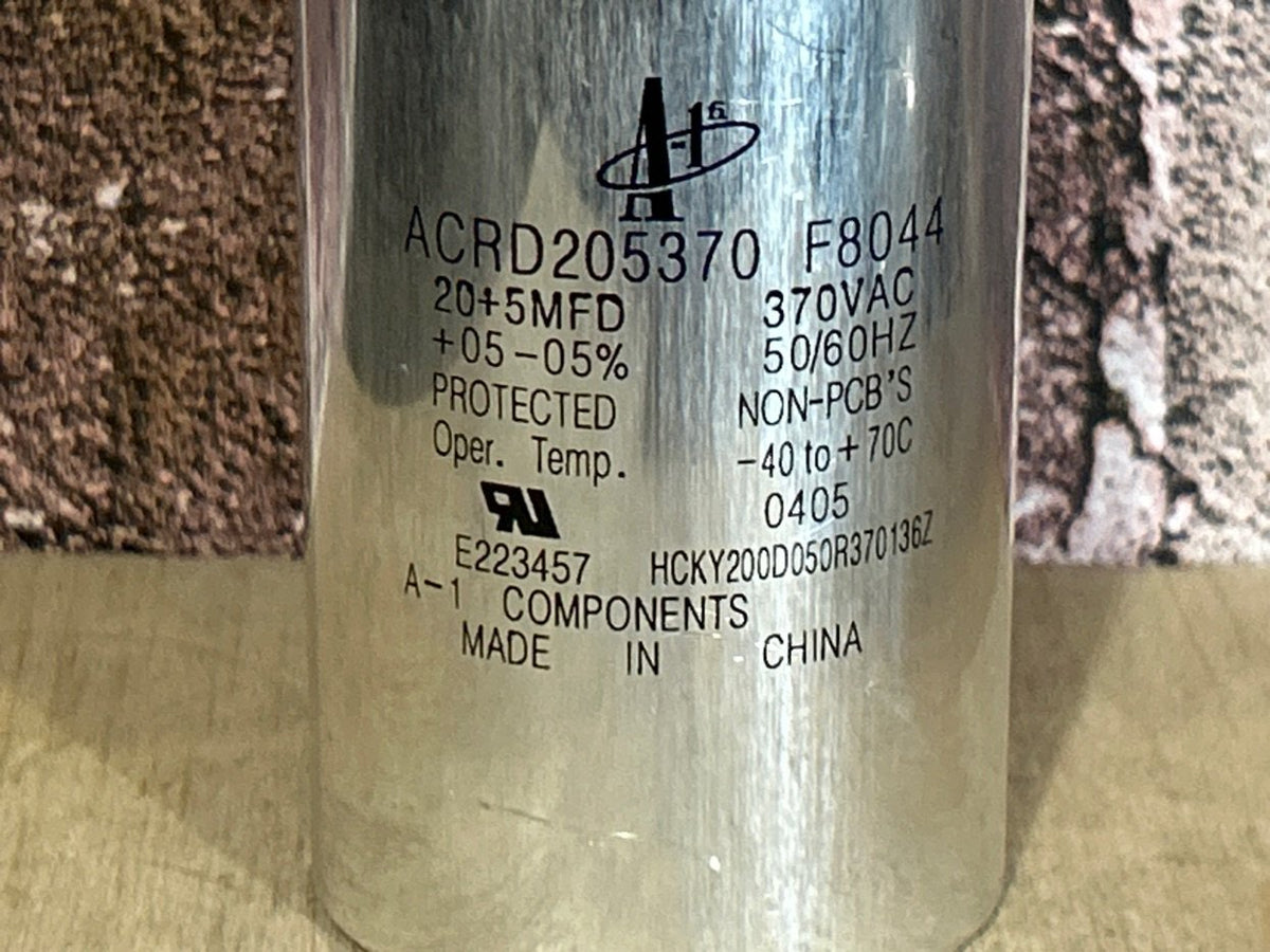 370 Vac, 20+5MFD 50/60 Hz, Round Capacitor