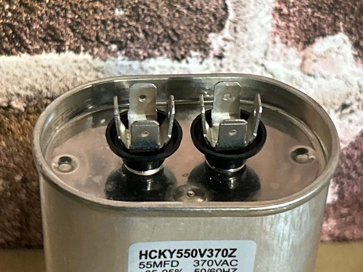 370 Vac, 55MFD 50/60 Hz, Oval Capacitor