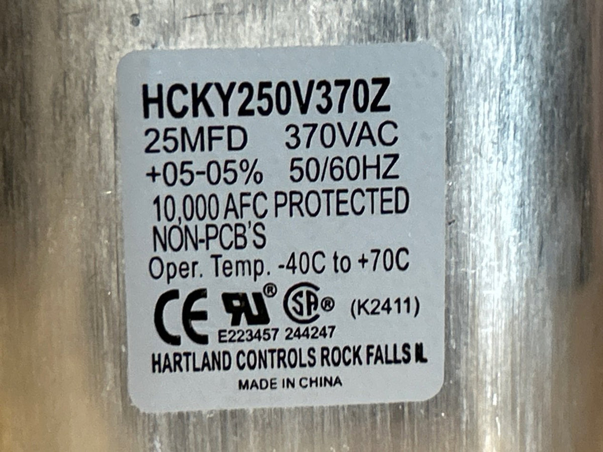370 Vac, 25MFD 50/60 Hz, Oval Capacitor
