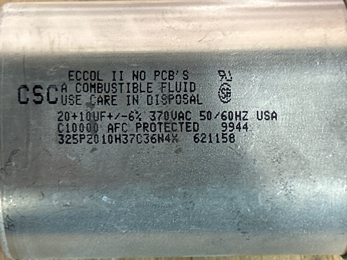 370 Vac, 20+10MFD 50/60 Hz, Oval Capacitor