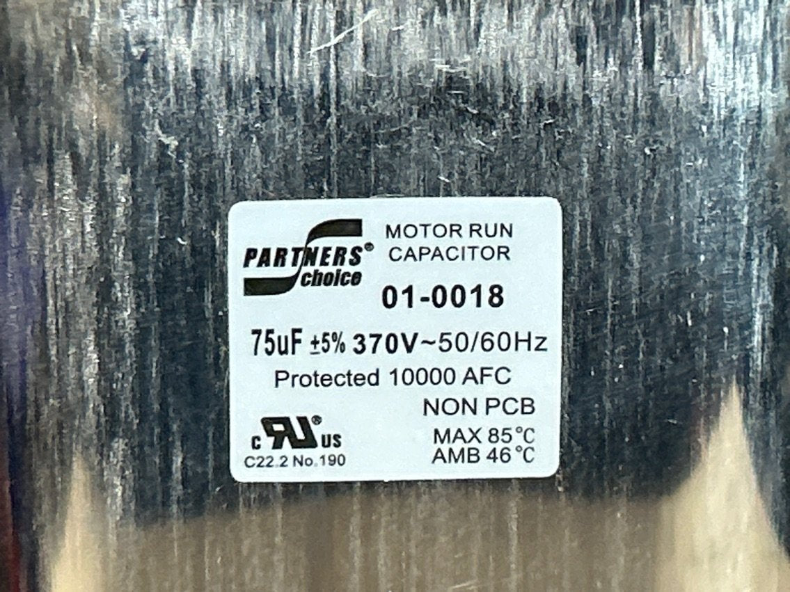 370 Vac, 75MFD 50/60 Hz, Oval Capacitor
