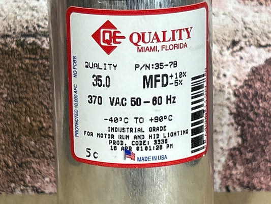 370 Vac, 35MFD 50/60 Hz, Round Capacitor