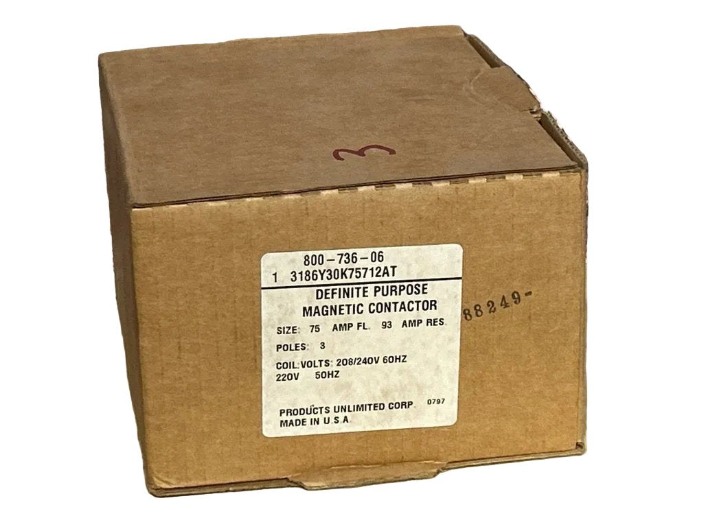 208/240 V, 50/60 Hz, 75 Amps 3 Pole Contactor