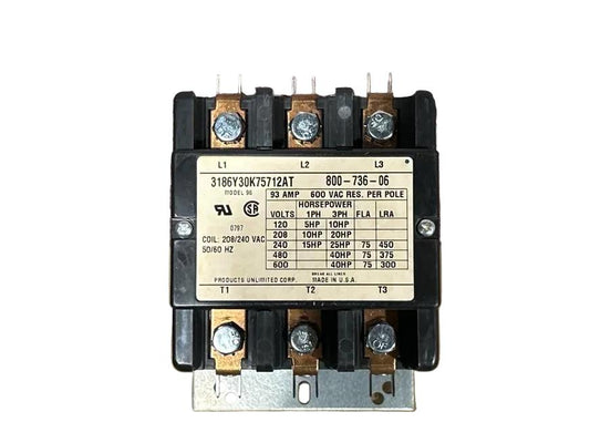 208/240 V, 50/60 Hz, 75 Amps 3 Pole Contactor