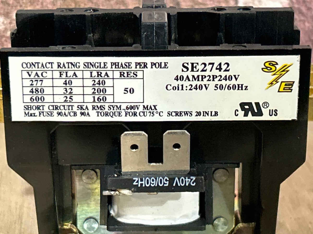 240 V, 50/60 Hz, 40 Amps 2 Pole Contactor