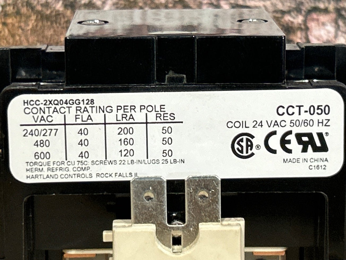 24 V, 50/60 Hz, 40 Amps 2 Pole Contactor