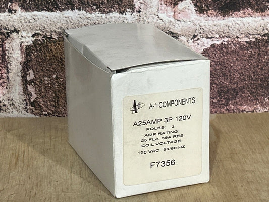120 V, 50/60 Hz, 25 Amps 3 Pole Contactor