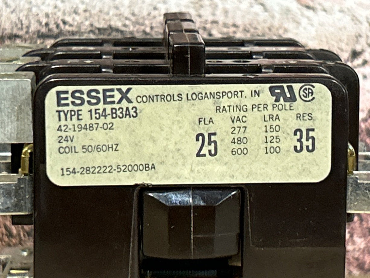 24 V, 50/60 Hz, 25 Amps 3 Pole Contactor