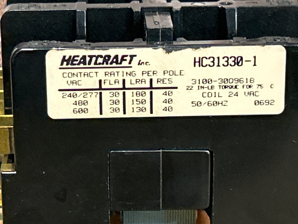 24 V, 50/60 Hz, 30 Amps 3 Pole Contactor