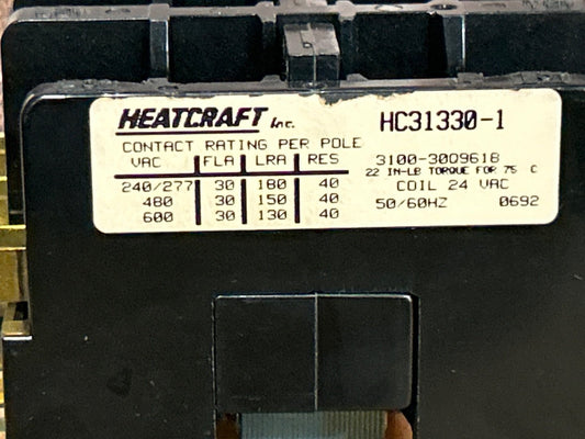 24 V, 50/60 Hz, 30 Amps 3 Pole Contactor