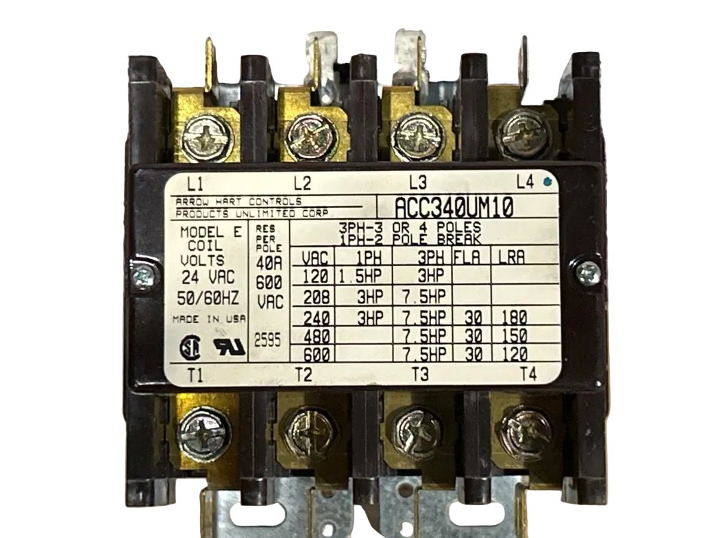 24 V, 50/60 Hz, 30 Amps 4 Pole Contactor