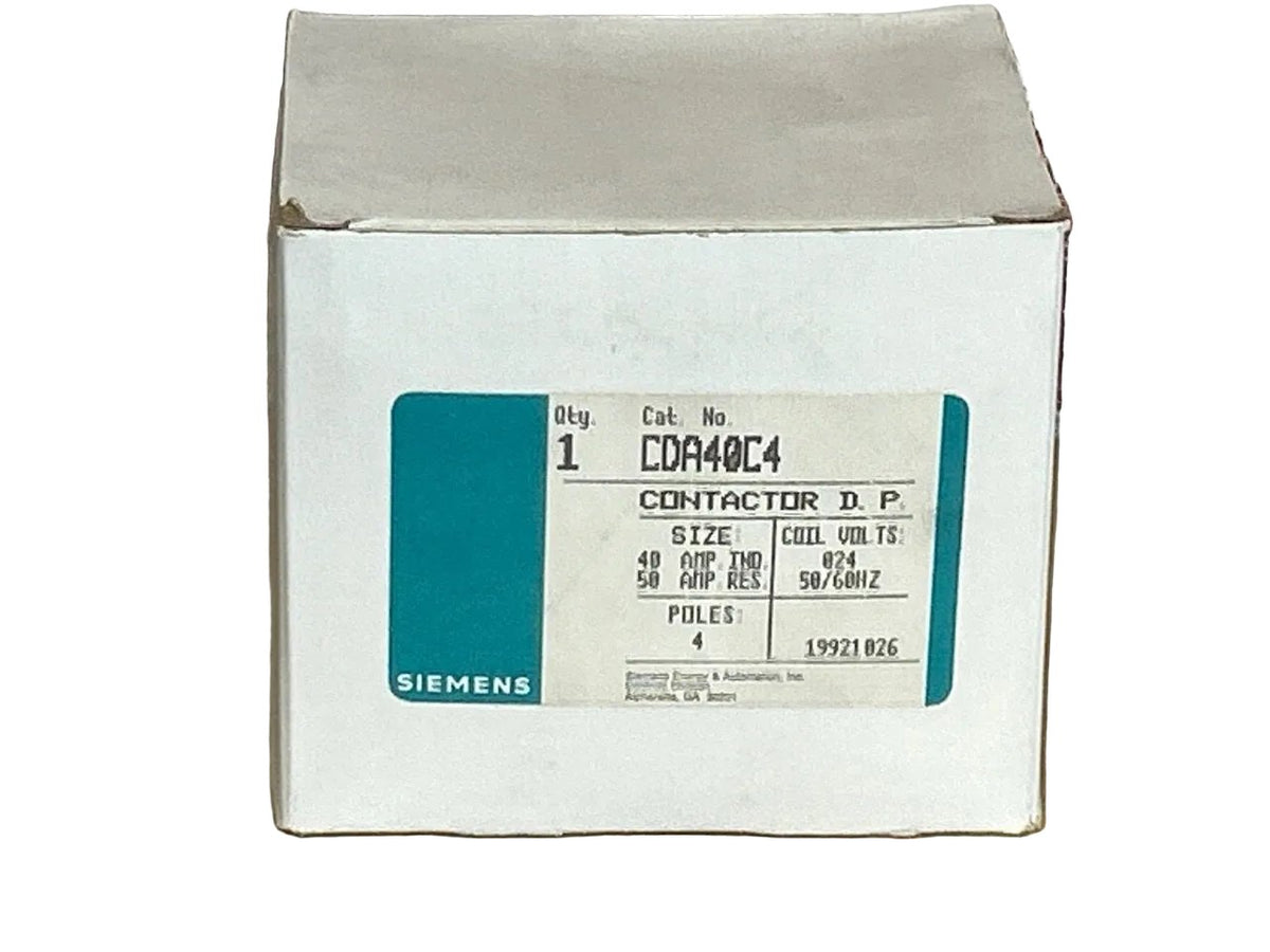24 V, 50/60 Hz, 40 Amps 4 Pole Contactor