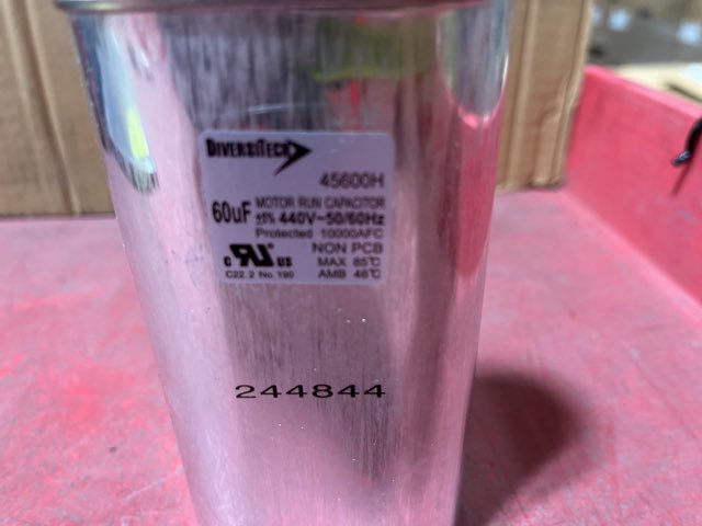 440 Vac, 60MFD 50/60 Hz, Oval Capacitor