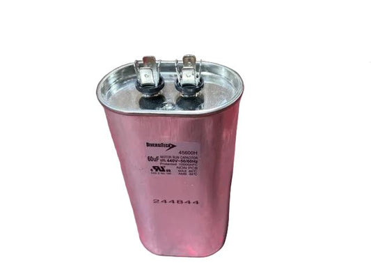 440 Vac, 60MFD 50/60 Hz, Oval Capacitor