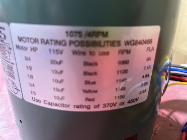 3/4 HP Blower Motor 115/60/1 1075 Rpm 4 Speed