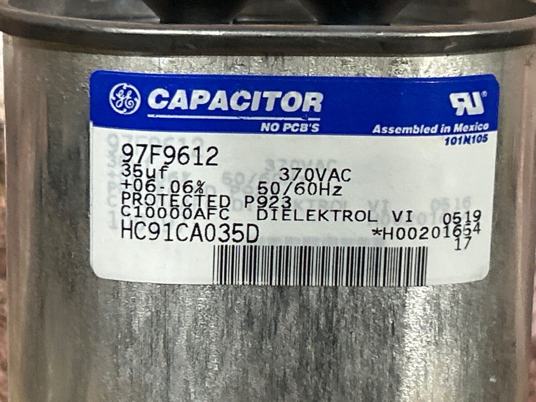 370 Vac, 35MFD 50/60 Hz, Oval Capacitor