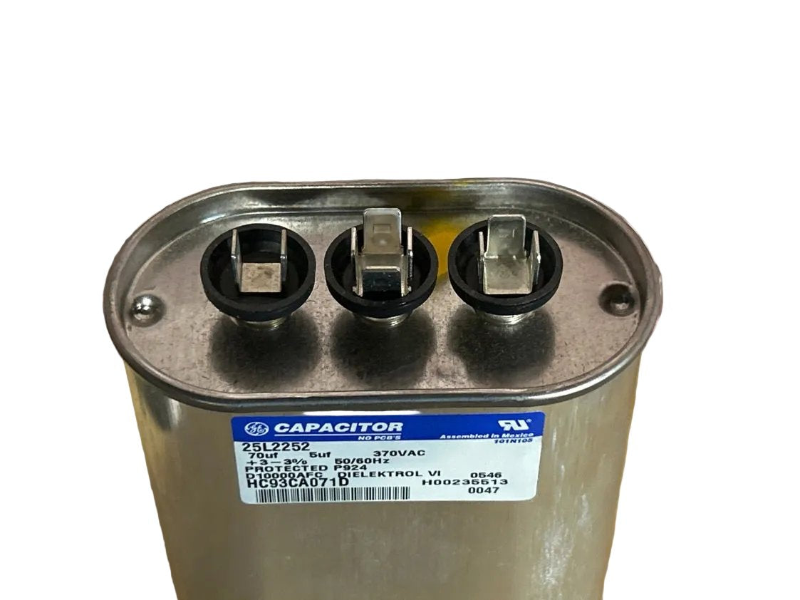 370 Vac, 70+5MFD 50/60 Hz, Oval Capacitor