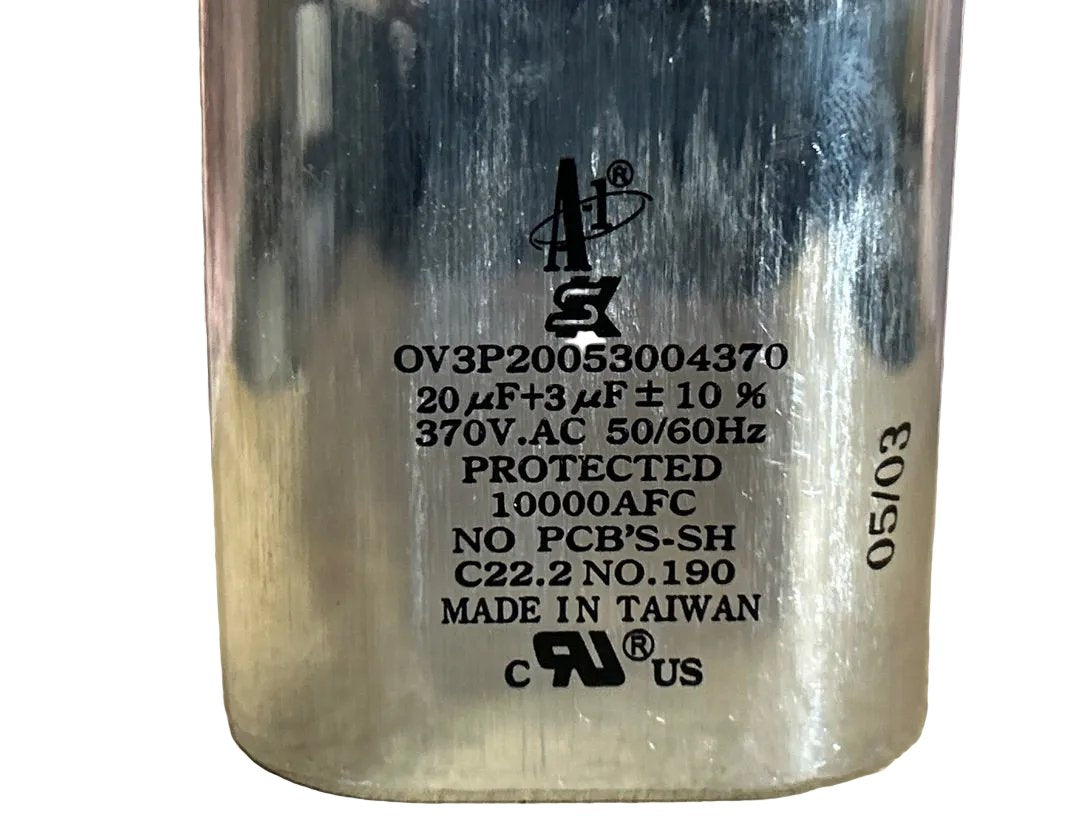 370 Vac, 20+3MFD 50/60 Hz, Oval Capacitor