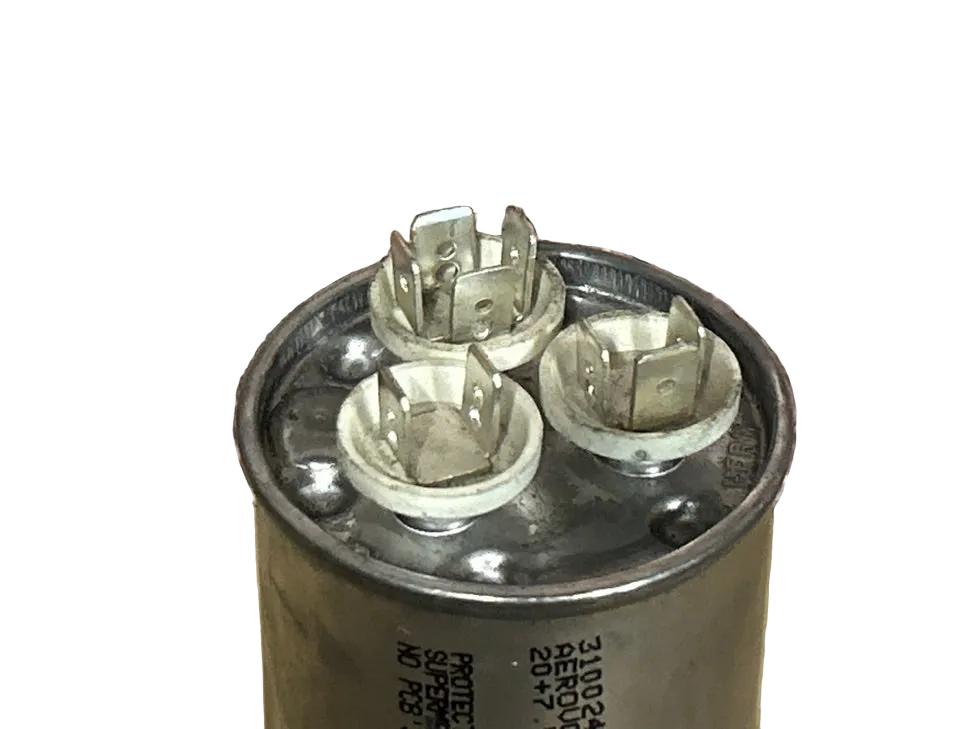 370 Vac, 20+7.5MFD 50/60 Hz, Round Capacitor