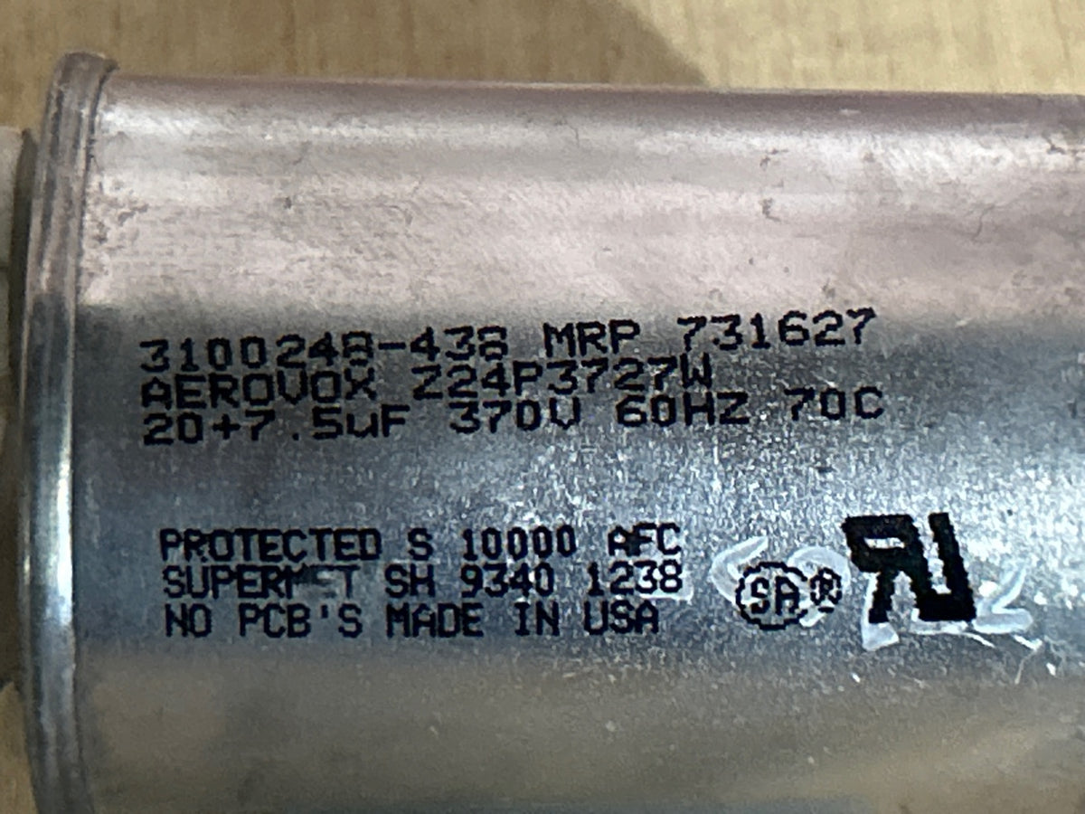 370 Vac, 20+7.5MFD 50/60 Hz, Round Capacitor
