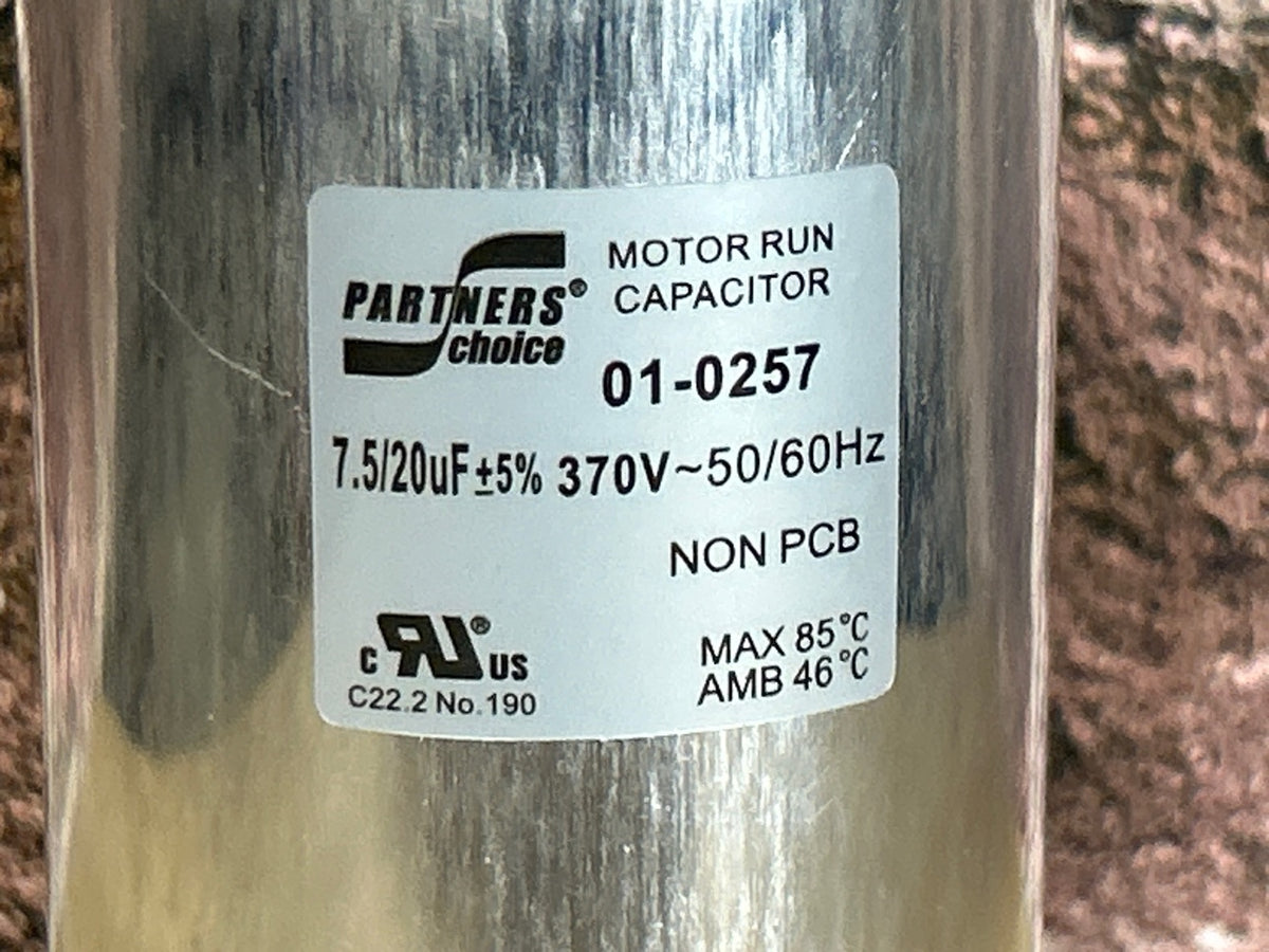 370 Vac, 20+7.5MFD 50/60 Hz, Round Capacitor