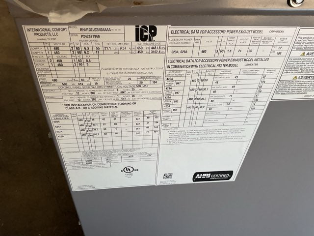 8.5 Ton Two-Stage Convertible Packaged Heat Pump Unit, 11 EER, 460/60/3, R410A