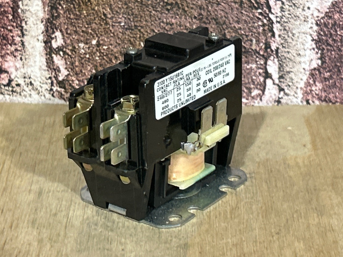 208/240 V, 50/60 Hz, 25 Amps 1 Pole Contactor