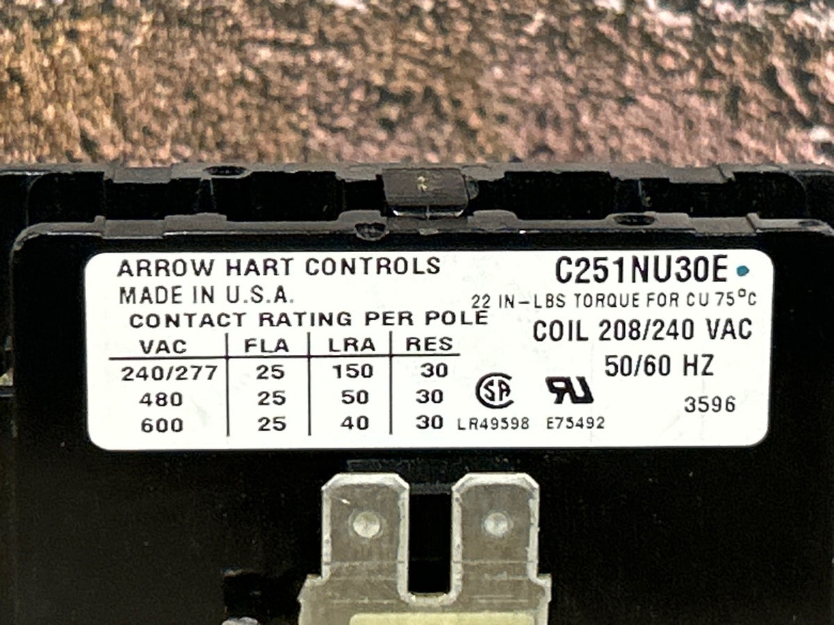 208/240 V, 50/60 Hz, 25 Amps 1 Pole Contactor