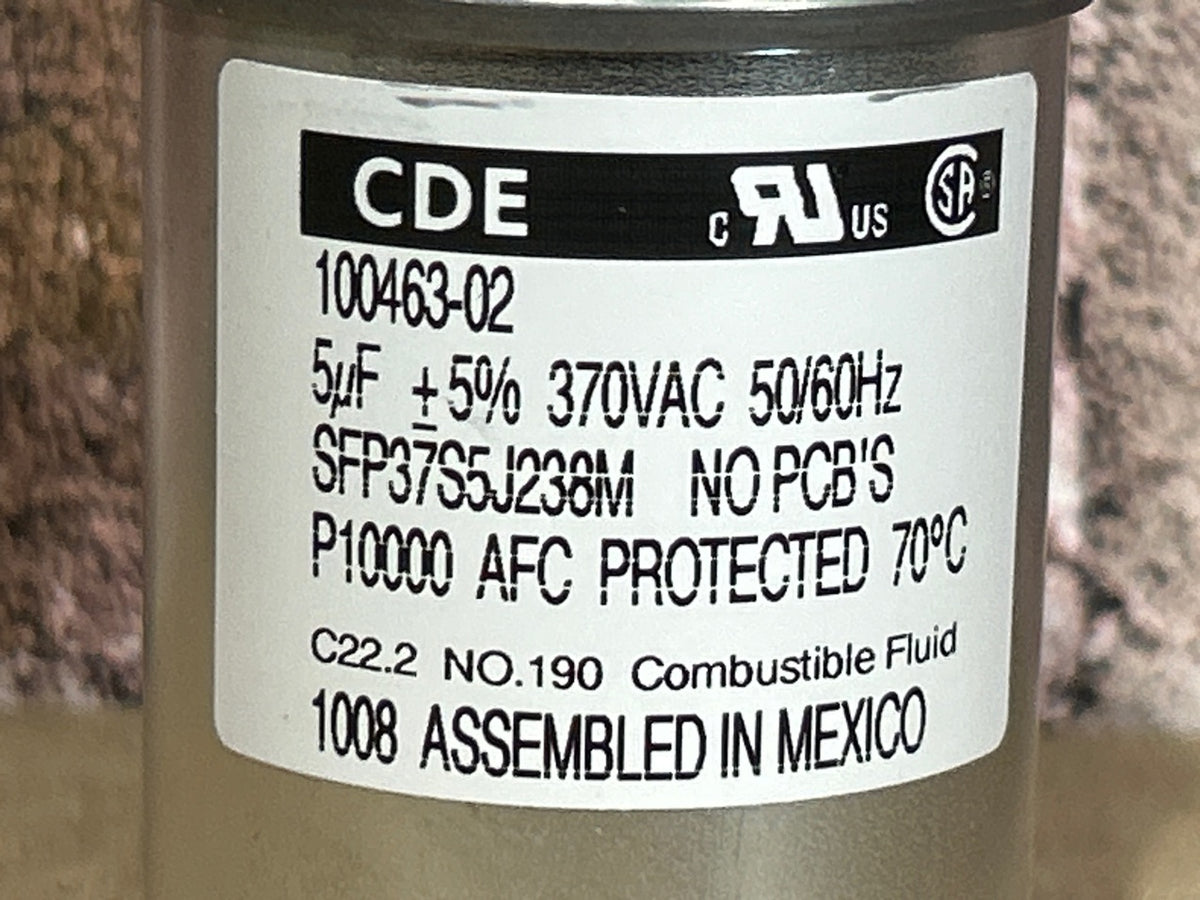 370 Vac, 5MFD 50/60 Hz, Round Capacitor