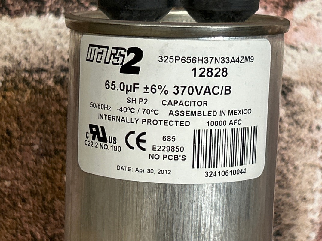 370 Vac, 65MFD 50/60 Hz, Round Capacitor
