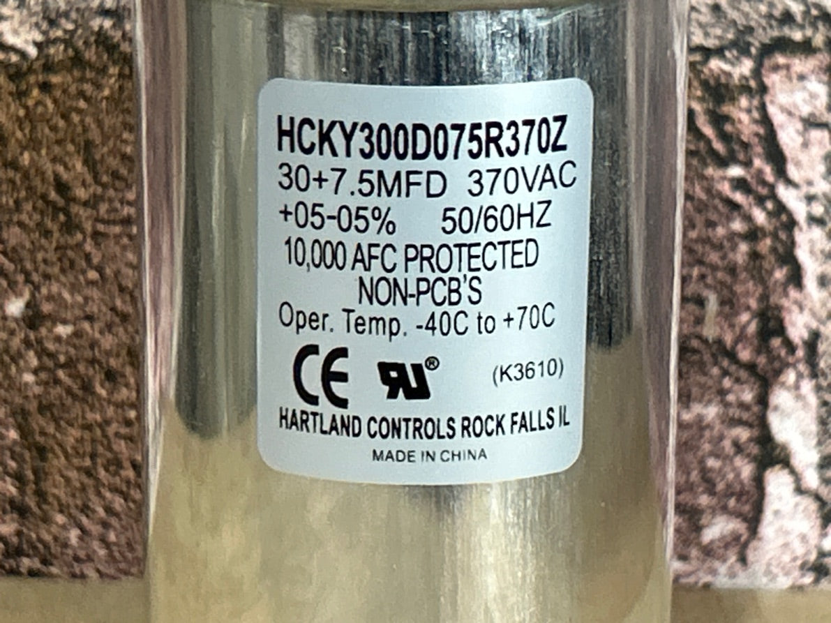 370 Vac, 30+7.5MFD 50/60 Hz, Round Capacitor