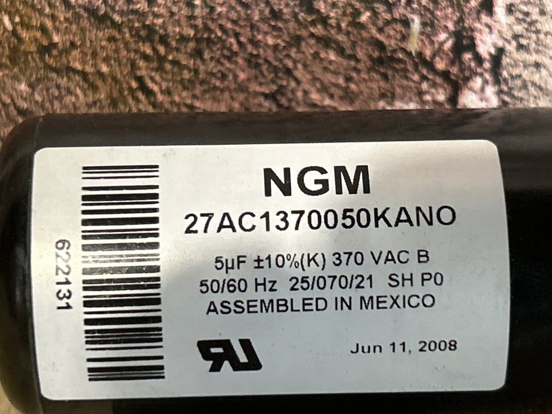 370 Vac, 5MFD 50/60 Hz, Round Capacitor