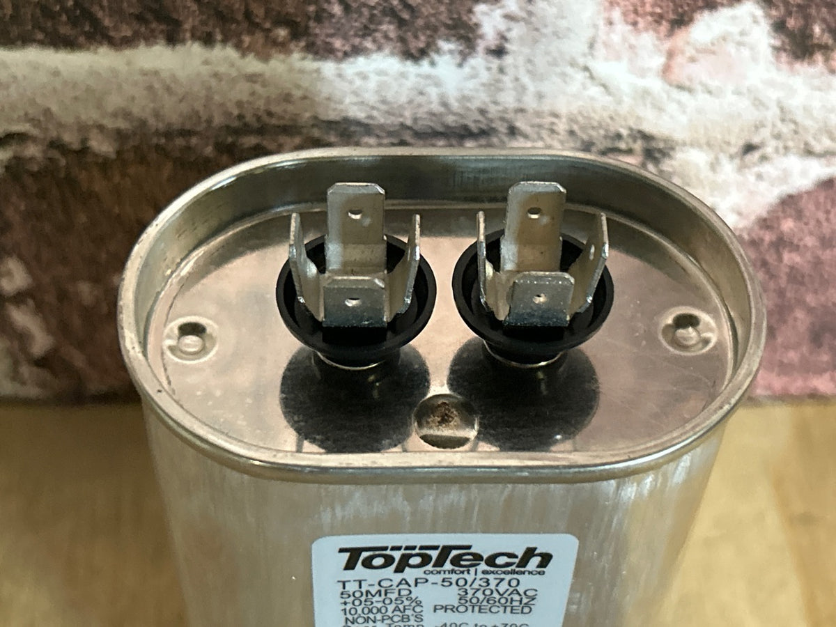 370 Vac, 50MFD 50/60 Hz, Oval Capacitor