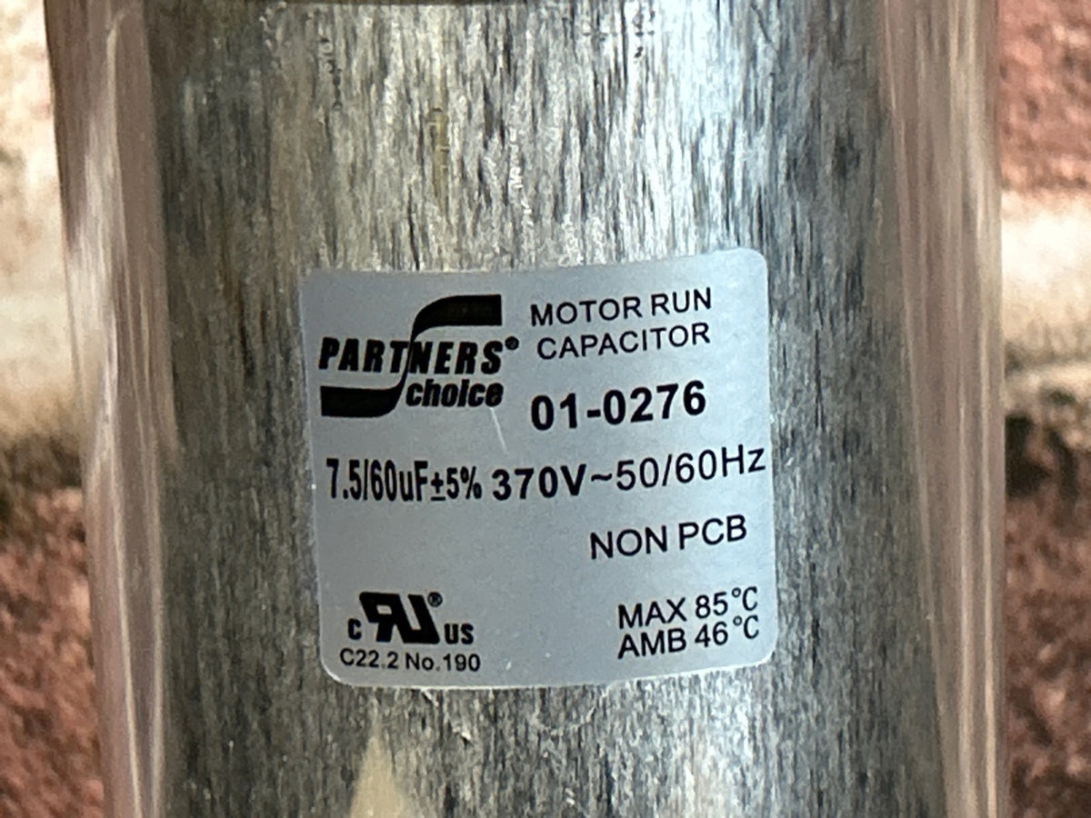 370 Vac, 60+7.5MFD 50/60 Hz, Round Capacitor