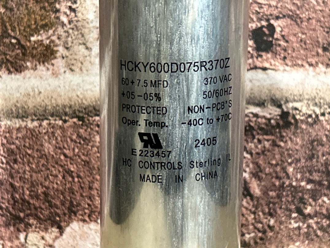 370 Vac, 60+7.5MFD 50/60 Hz, Round Capacitor