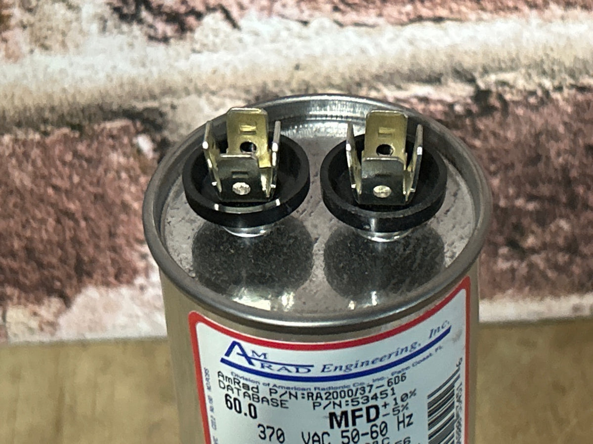 370 Vac, 60MFD 50/60 Hz, Round Capacitor