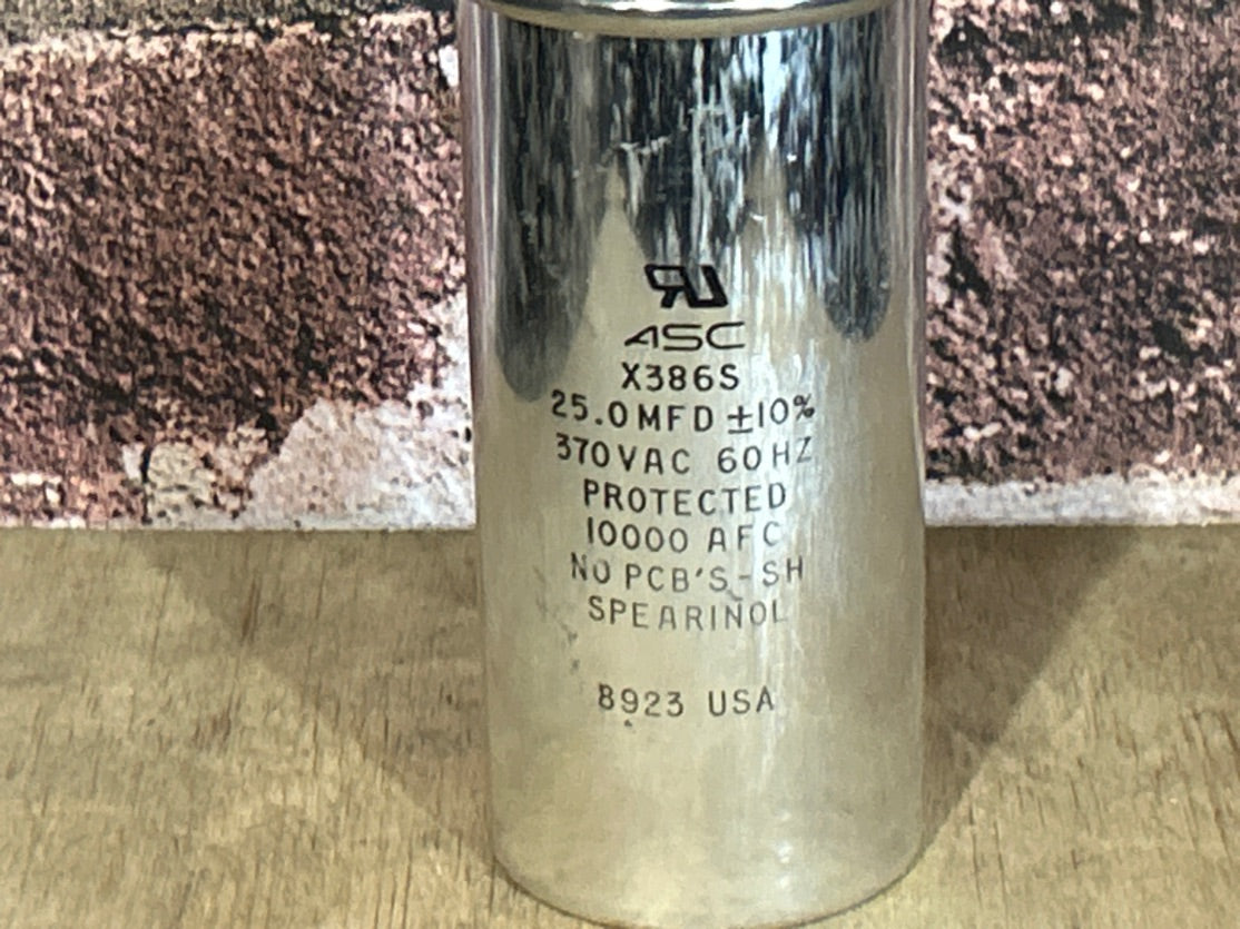 370 Vac, 25MFD 50/60 Hz, Round Capacitor