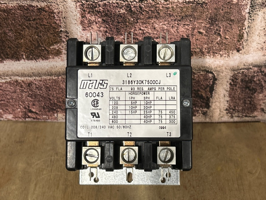 208/240 V, 50/60 Hz, 75 Amps 3 Pole Contactor