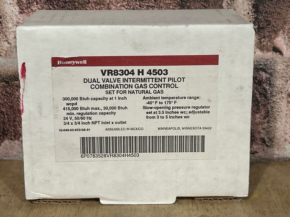 24V, 50/60Hz Dual Valve Intermittent Pilot Combination Gas Control, 3/4"X3/4" NPT