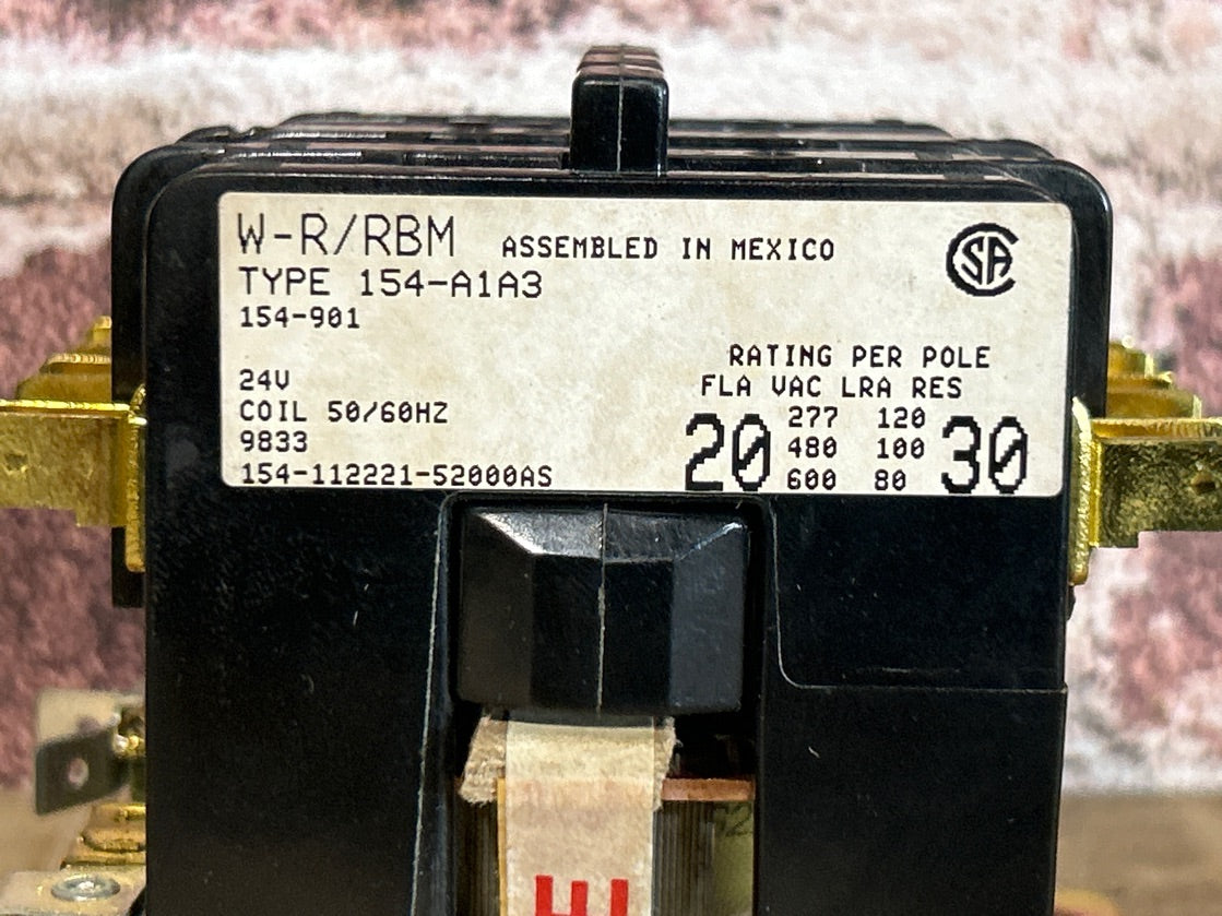 24 V, 50/60 Hz, 20 Amps 3 Pole Contactor