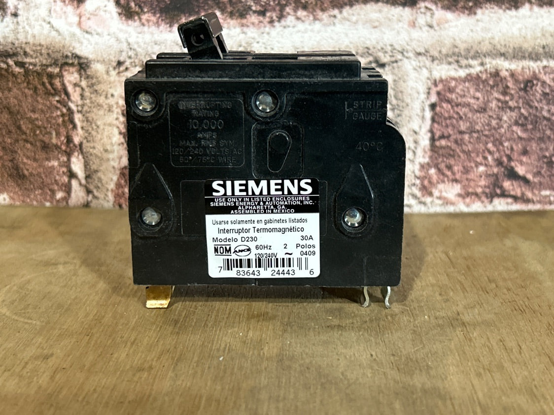 120/240V, 60Hz, 30A, 2 Pole Breaker