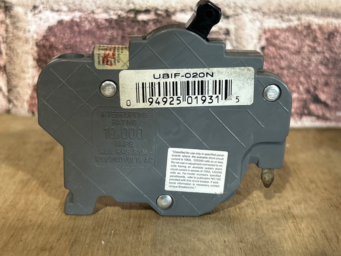 120/240V, 60Hz, 20A, 1 Pole Breaker