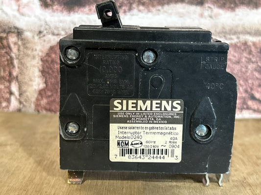 120/240V, 60Hz, 40A, 2 Pole Breaker
